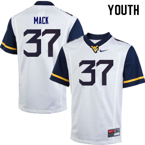 Youth #37 Kolby Mack West Virginia Mountaineers College Football Jerseys Sale-White - Click Image to Close